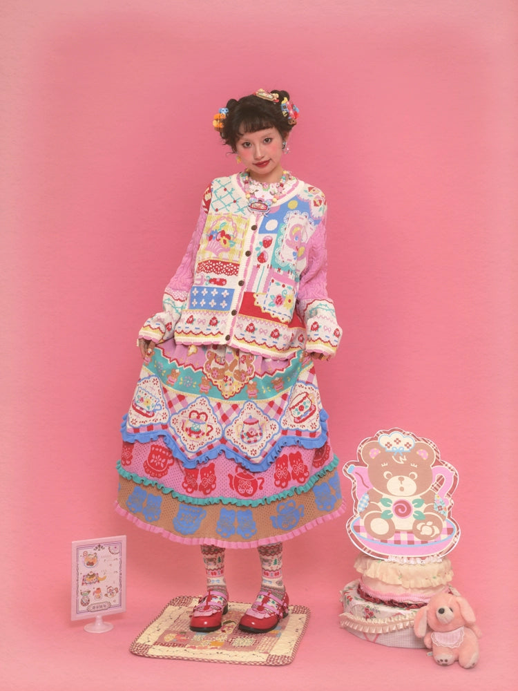 Harajuku Skirt Pink Cake Lace Hollow Vintage Knitted Skirt Skirt skirt Lutra Jump
