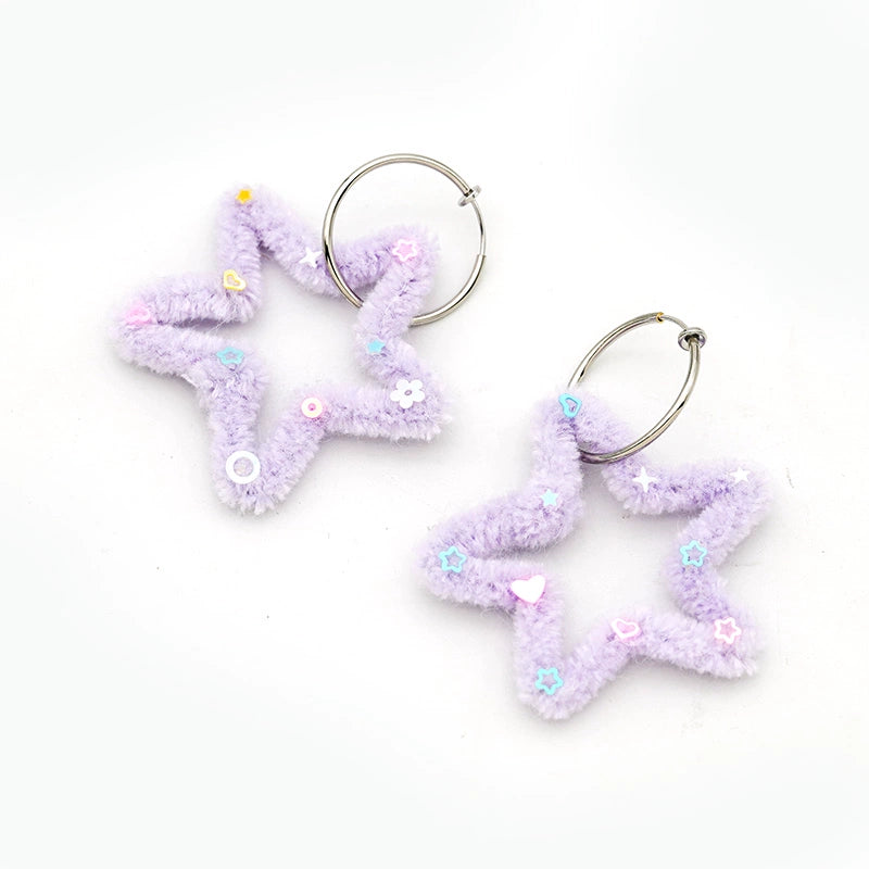 Pink Unicorn Decora Star Plush Earrings earrings pink unicorn