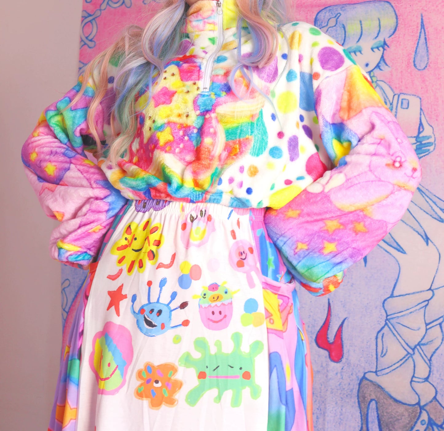 Leerroo Decora Kei Jacket Harajuku Plush Coat Winter Colorful Top jacket Leerroo