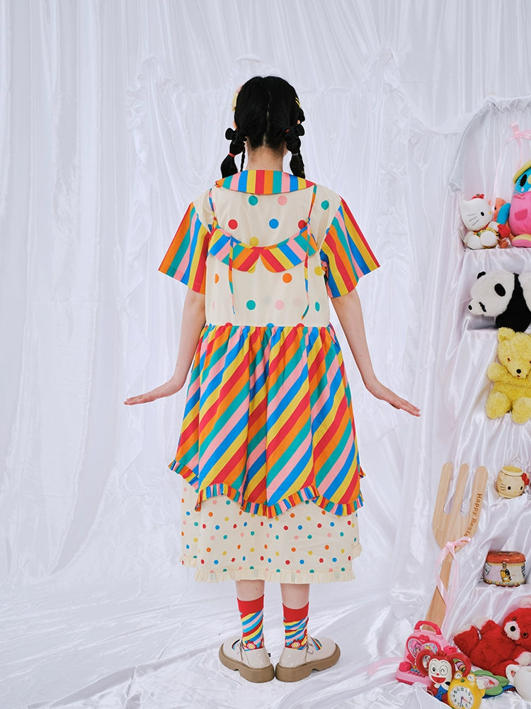 Harajuku Dress Rainbow Printed Cami Dress Decora Fashion Cami Dress dress Nikkou home
