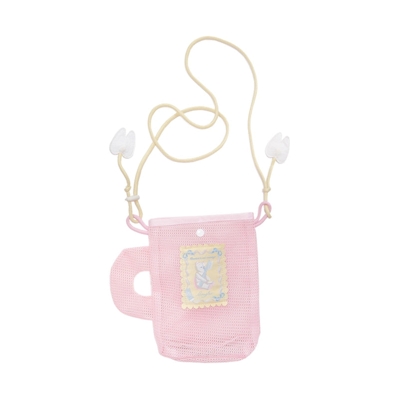 Meugler White Bear Toothbrush Grid Mesh Mini Crossbody Bag for Travel - Portable Outdoor Water Cup Design bag Meugler