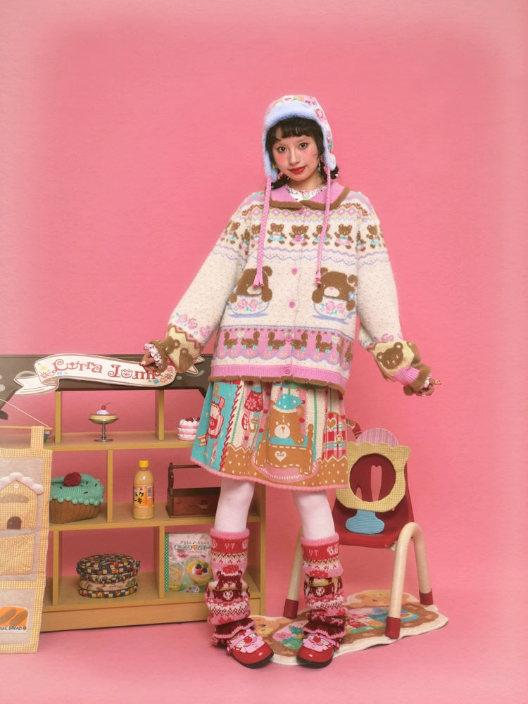 Harajuku Cardigan Teacup Bear Fair Isle Cardigan Faux Mink Trim Cardigan Ivory Knit Cardigan cardigan Lutra Jump
