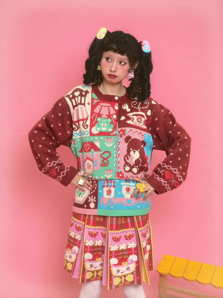 Harajuku Sweater Wine Brown Loose Knit Sweater Decora Kei Sweater sweater Lutra Jump