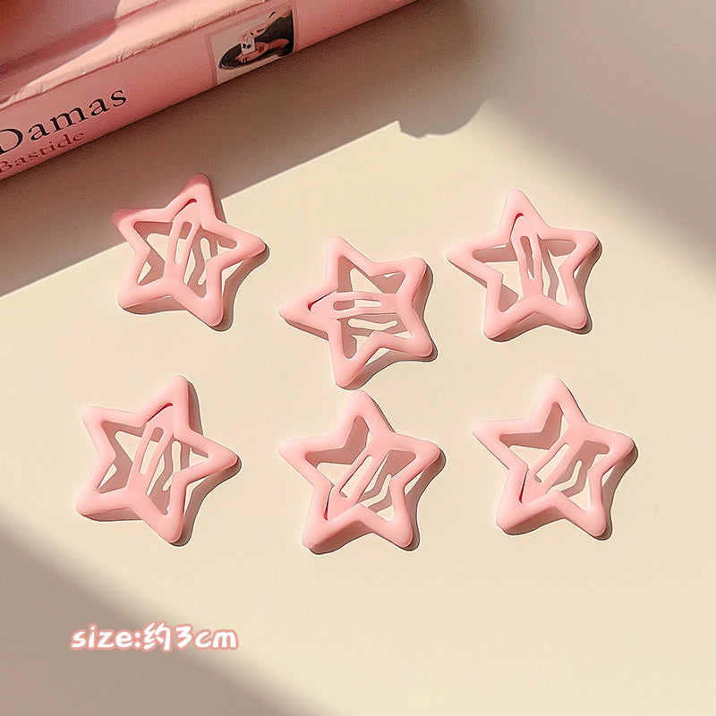 Decora Hair Clips Colorful Star Hair Accessories Bang Hair Clips hair clip Land Decora Pink - 6pcs
