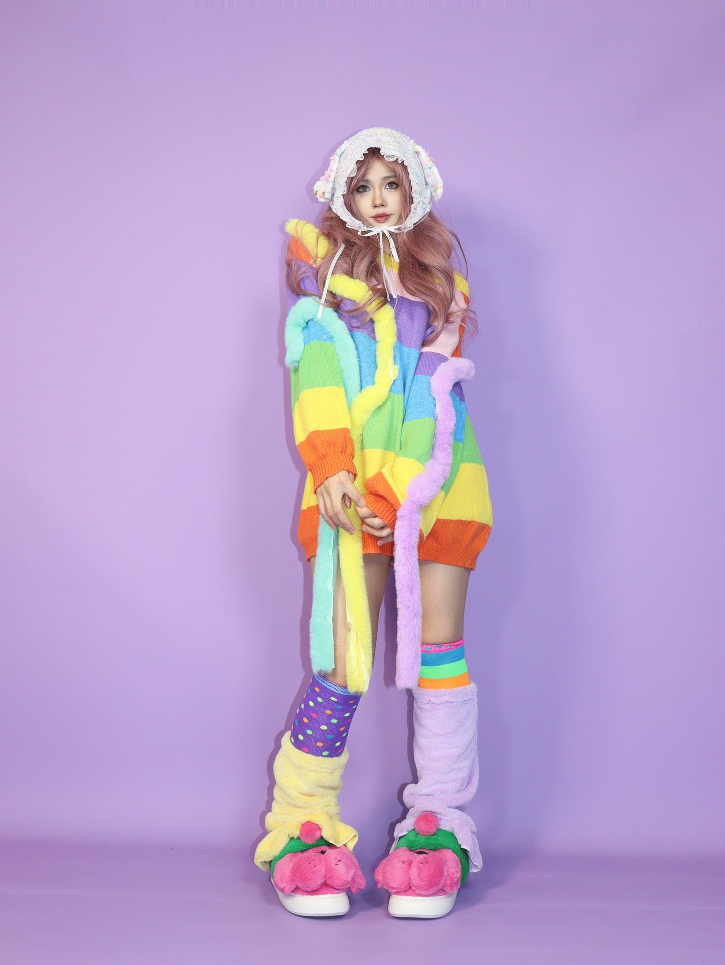 Leerroo Decora Rainbow Sweater Colorful Harajuku Sweater sweater Leerroo