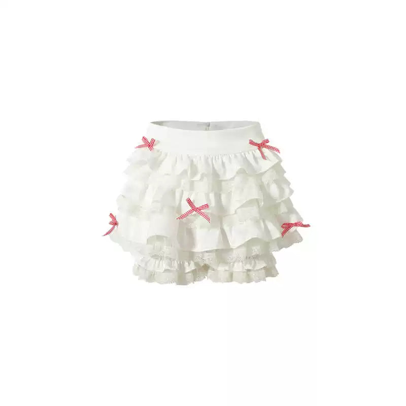 YZZI HE Cherry Top Print Dopamine Layered Pompom Skirt & Top Set set YZZI HE