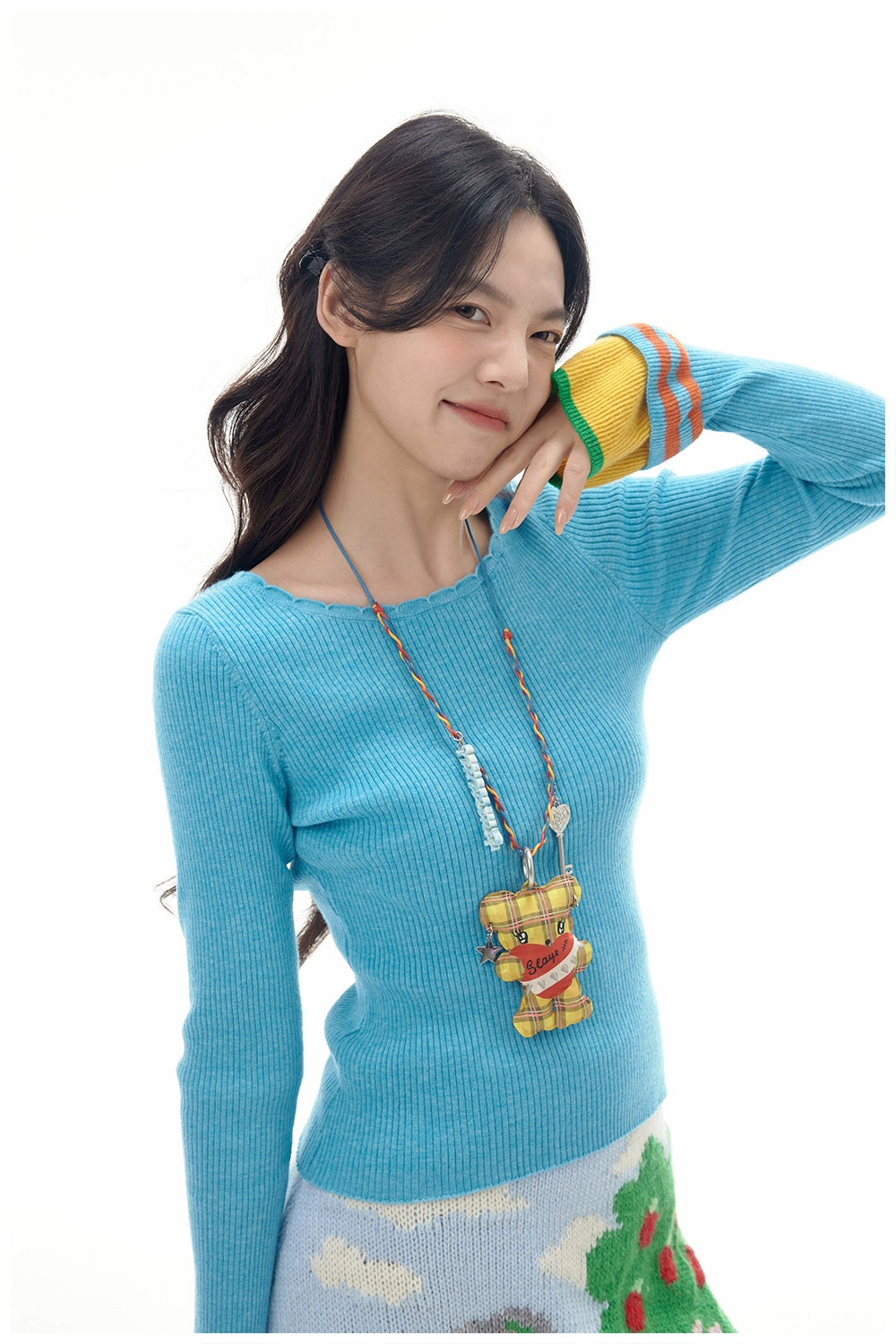 Harajuku Sweater Decora Kei Sweater Acid Blue Sweater Knitted Sweater sweater tntntutu