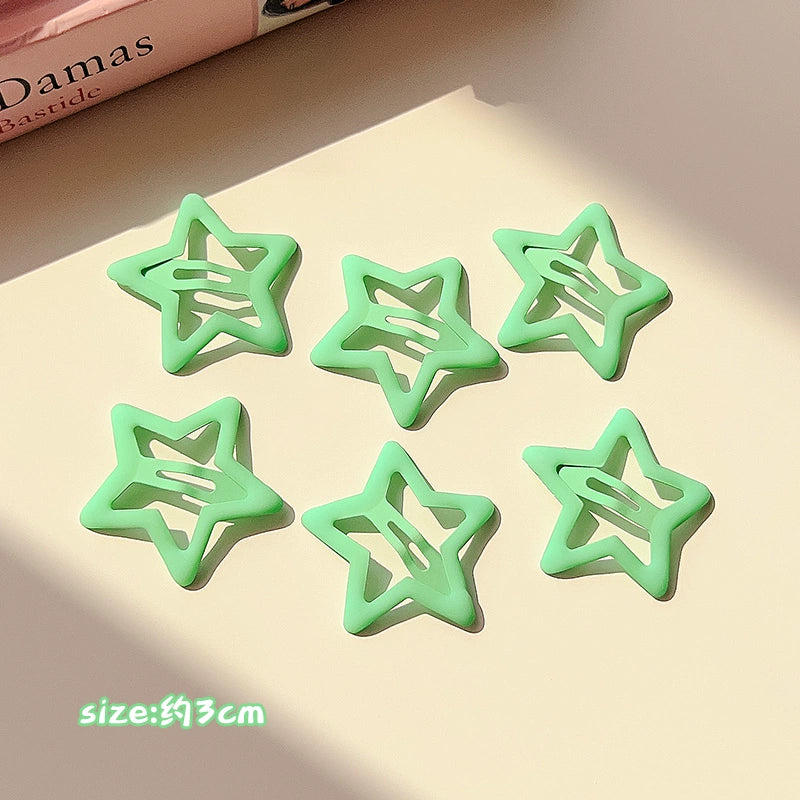 Decora Hair Clips Colorful Star Hair Accessories Bang Hair Clips hair clip Land Decora Green - 6pcs