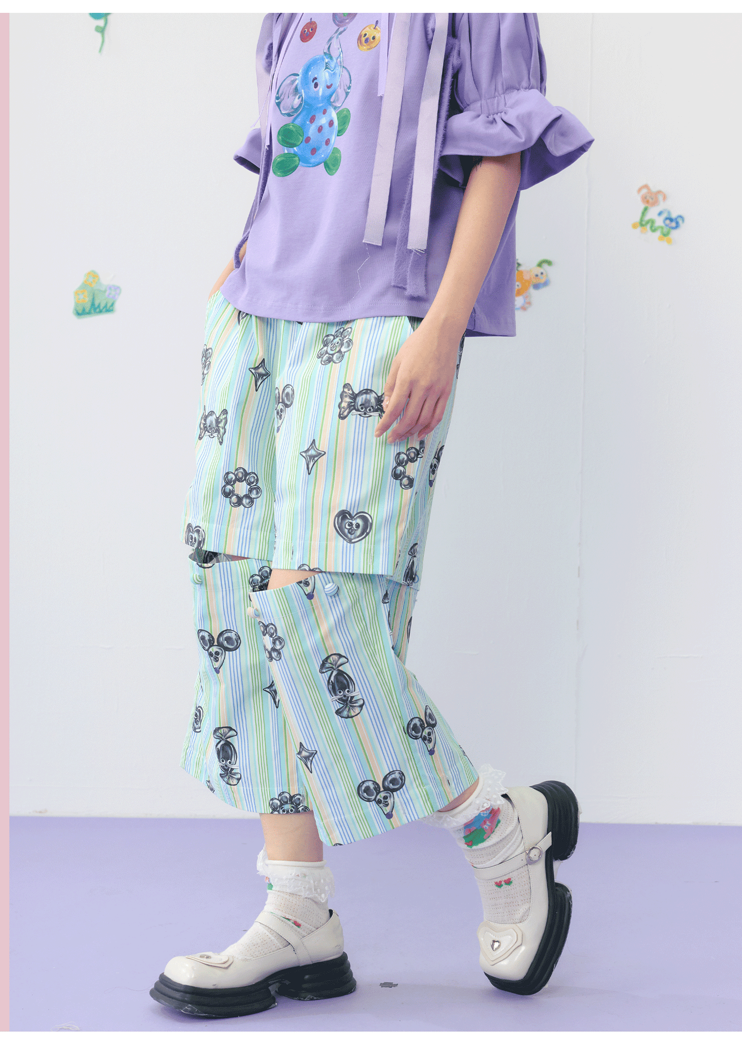 Harajuku Pants Green Pants Multi-Layer Pants Wide-Leg Pants pants HELPHELP