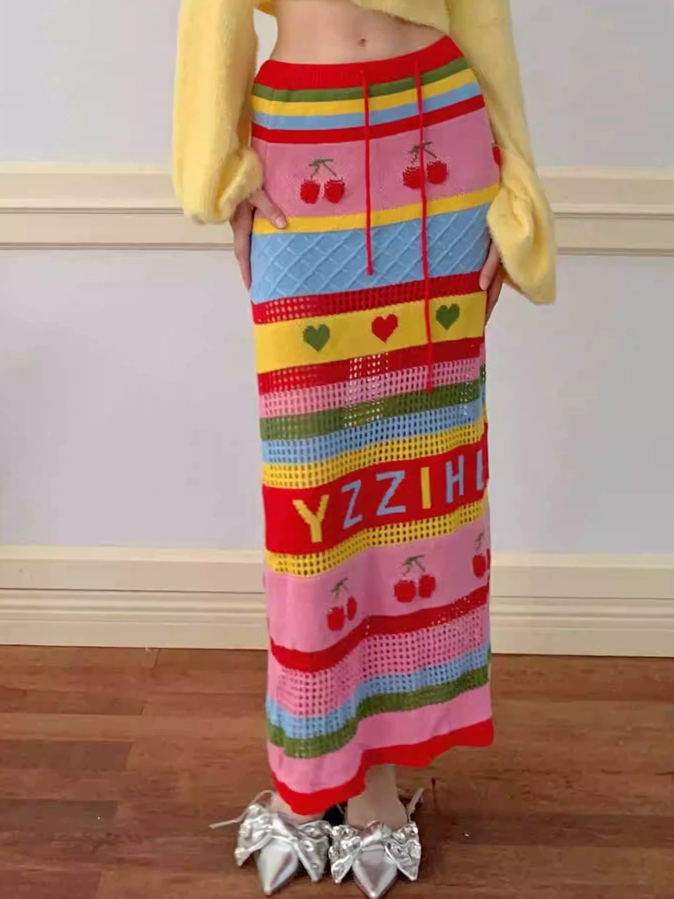 YZZI HE Yellow Sweater Colors Skirt skirt YZZI HE