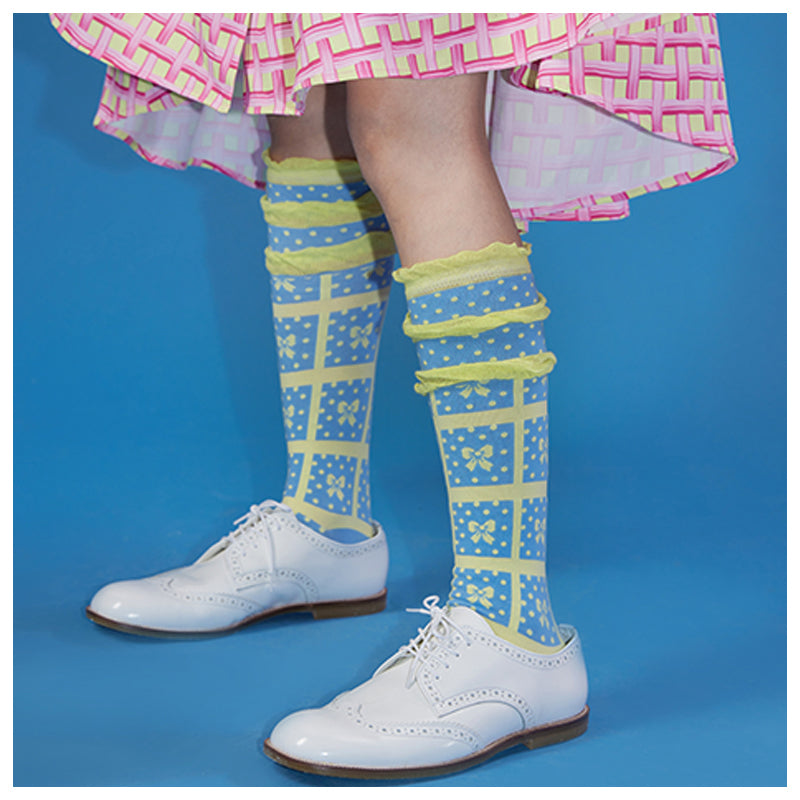 Harajuku Socks Ruffle Plaid Socks Bow Socks Stacked 3 Pairs Socks sock tntntutu