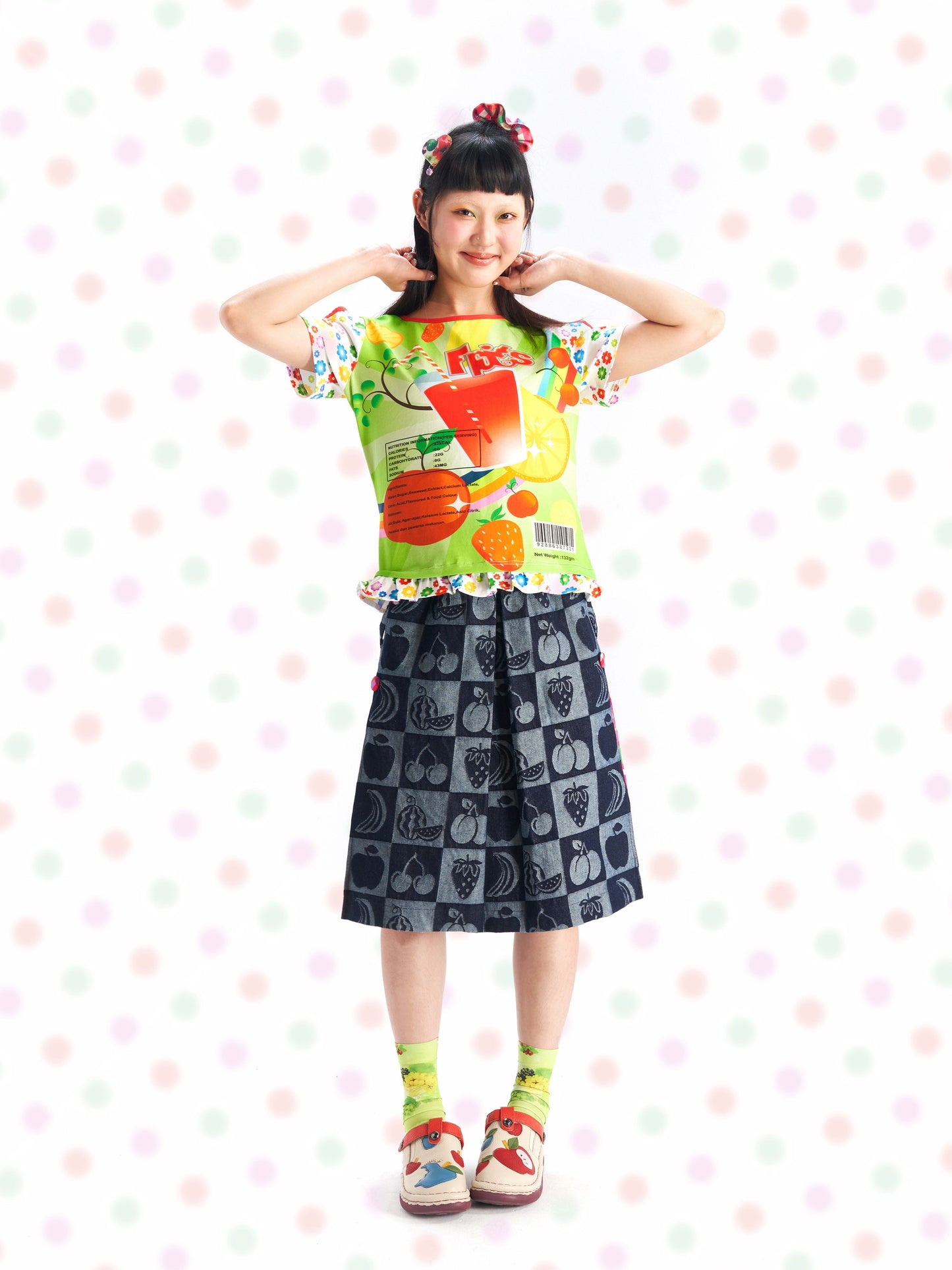 Harajuku Skirt Jacquard Denim Skirt skirt Fruits