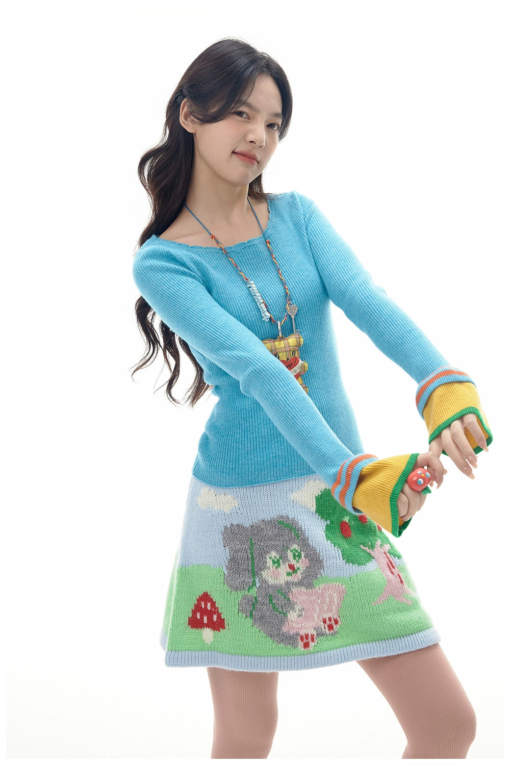 Harajuku Sweater Decora Kei Sweater Acid Blue Sweater Knitted Sweater sweater tntntutu
