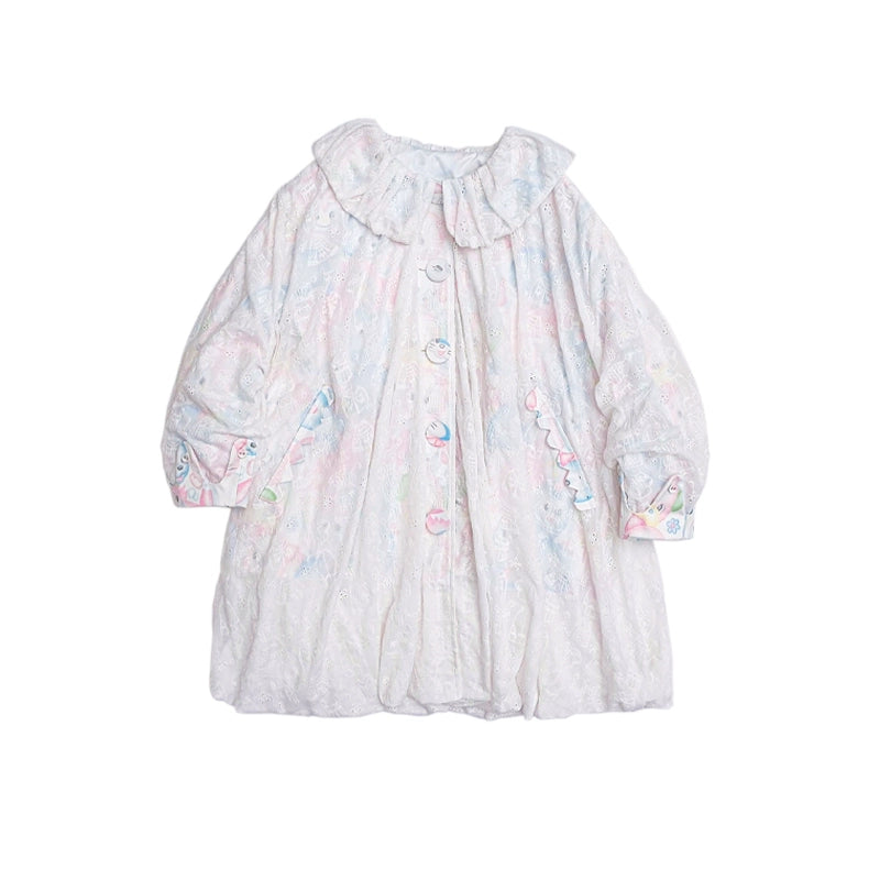 Meugler Fairy Mist Lace Mid-Length Coat Harajuku Dreamy Style coat Meugler