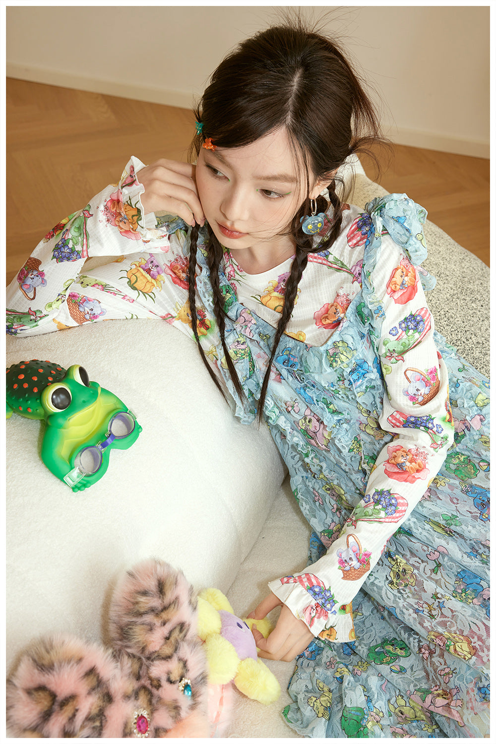 Harajuku Shirt Animal Print Shirt Mesh Shirt Long Sleeve Shirt Flared Sleeves Shirt shirt tntntutu