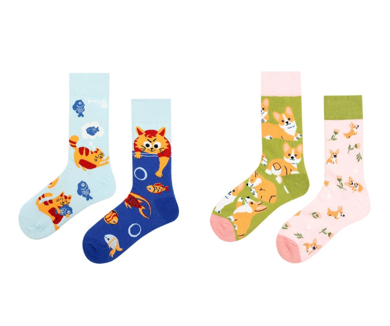 Decora Kei Mismatched Socks Dog Cats sock GXCM