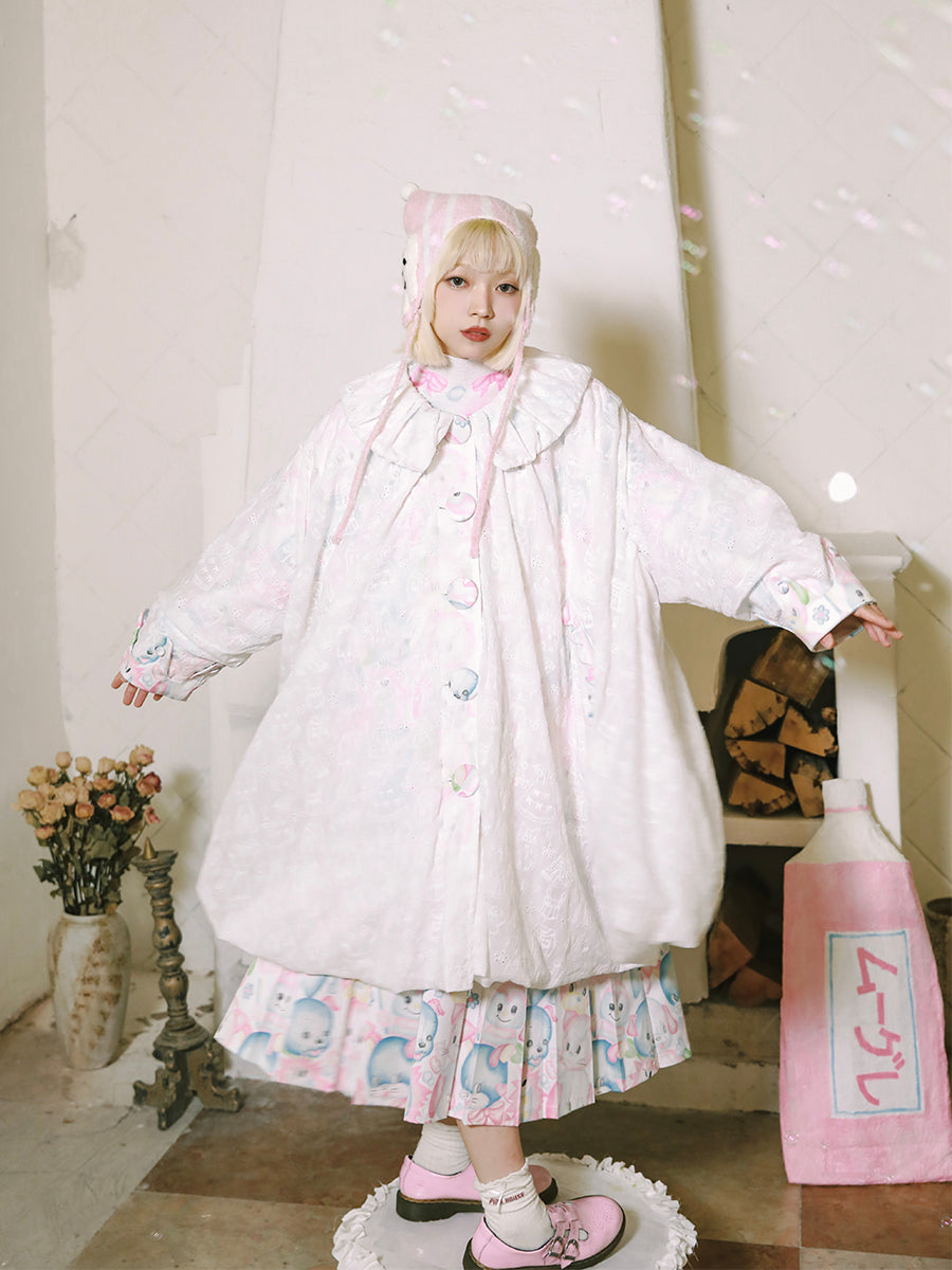 Meugler Fairy Mist Lace Mid-Length Coat Harajuku Dreamy Style coat Meugler