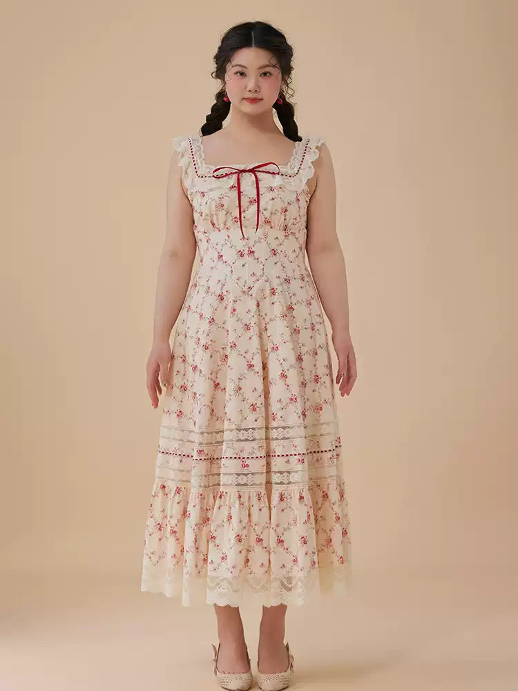 Plus Size Dress French Cotton Lace Print Corset Dress – Pomegranate Red | LaceMade dress LaceMade