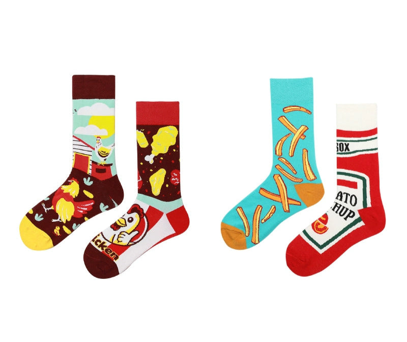 Decora Kei Mismatched Socks Fried Chicken and Fries sock GXCM
