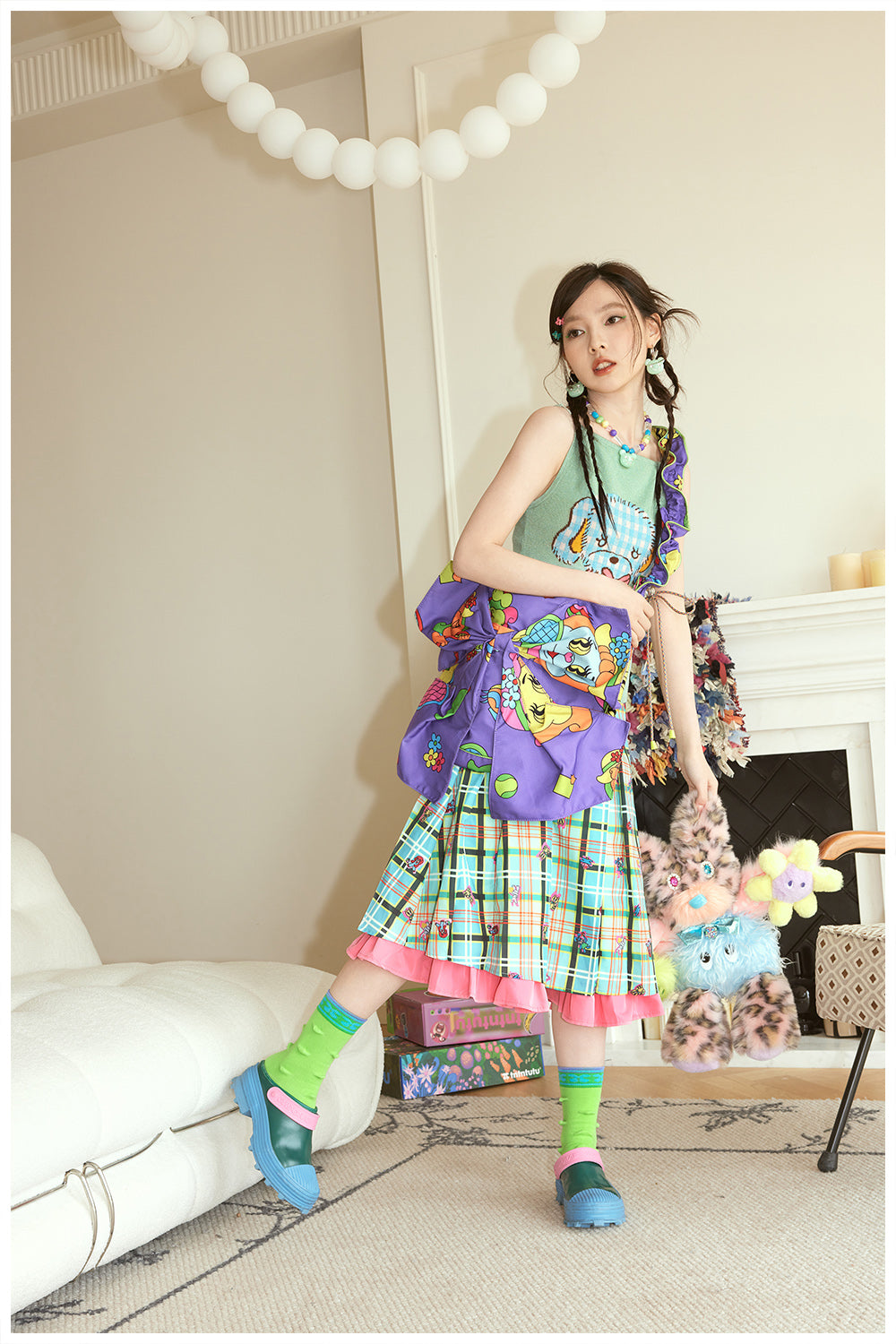 Harajuku Bag Purple Bow Bag Adjustable Drawstring Bag bag tntntutu