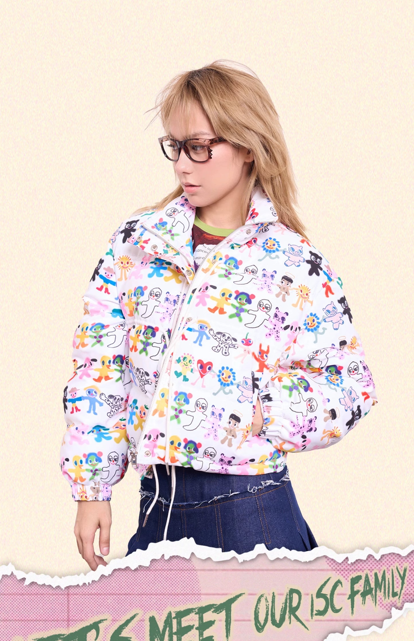 Iscreamcolour Graffiti Printed Coat Girly Fashion coat iscreamcolour