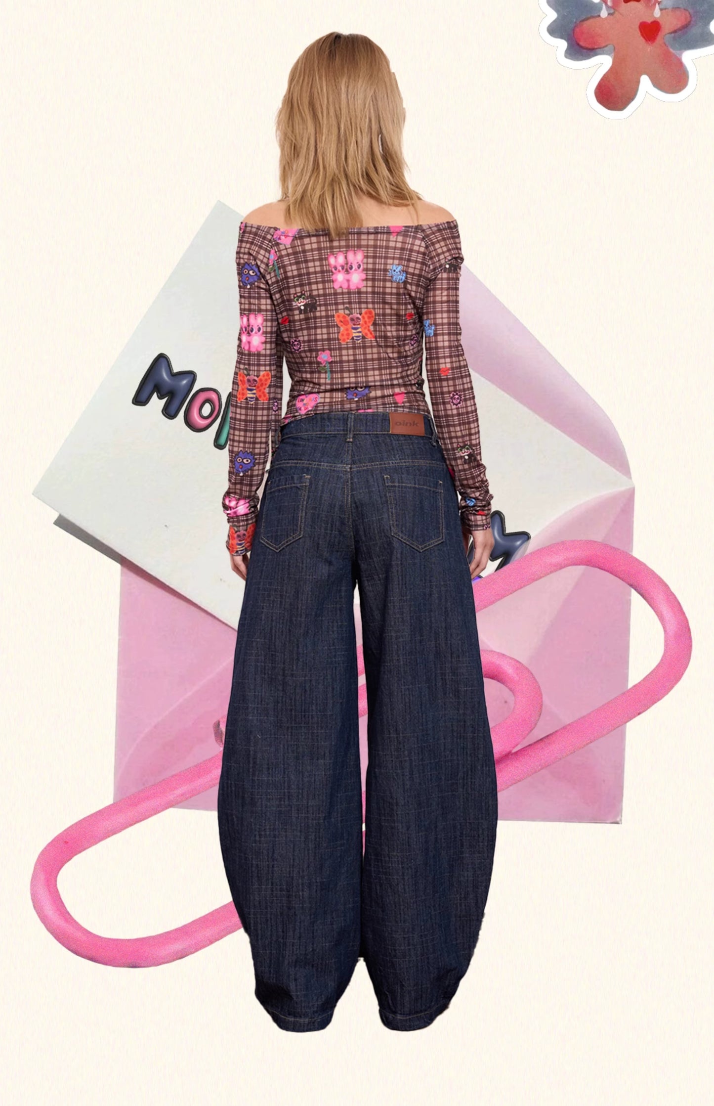 Iscreamcolour Plaid Shirt with Scarf Girly Fashion shirt iscreamcolour