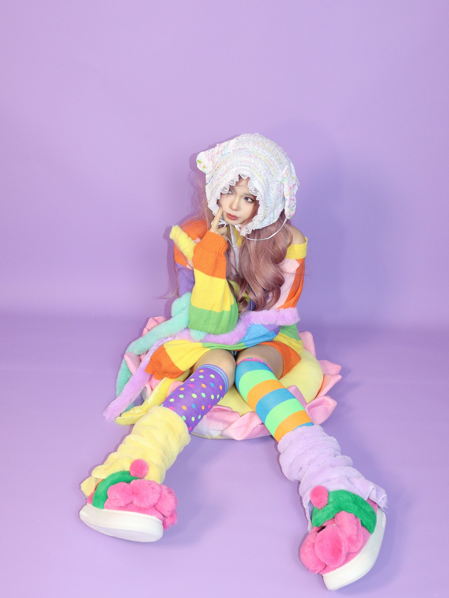 Leerroo Decora Rainbow Sweater Colorful Harajuku Sweater sweater Leerroo