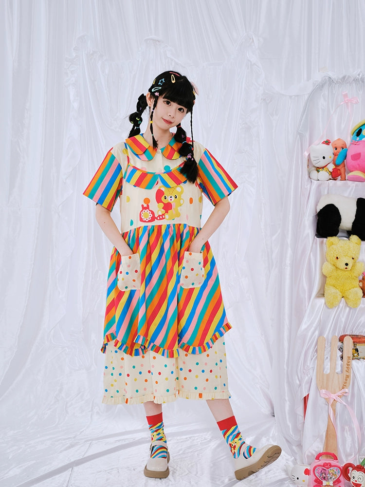 Harajuku Dress Rainbow Printed Cami Dress Decora Fashion Cami Dress dress Nikkou home