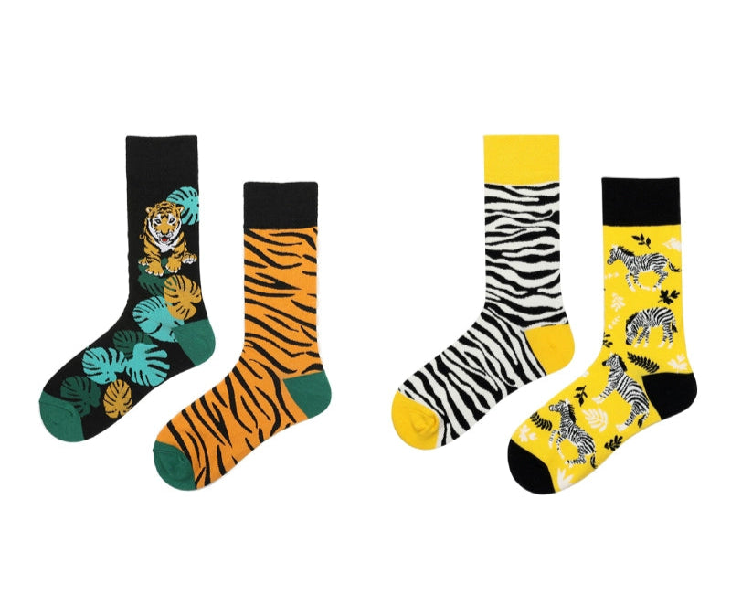 Decora Kei Mismatched Socks Mottled Animal sock GXCM