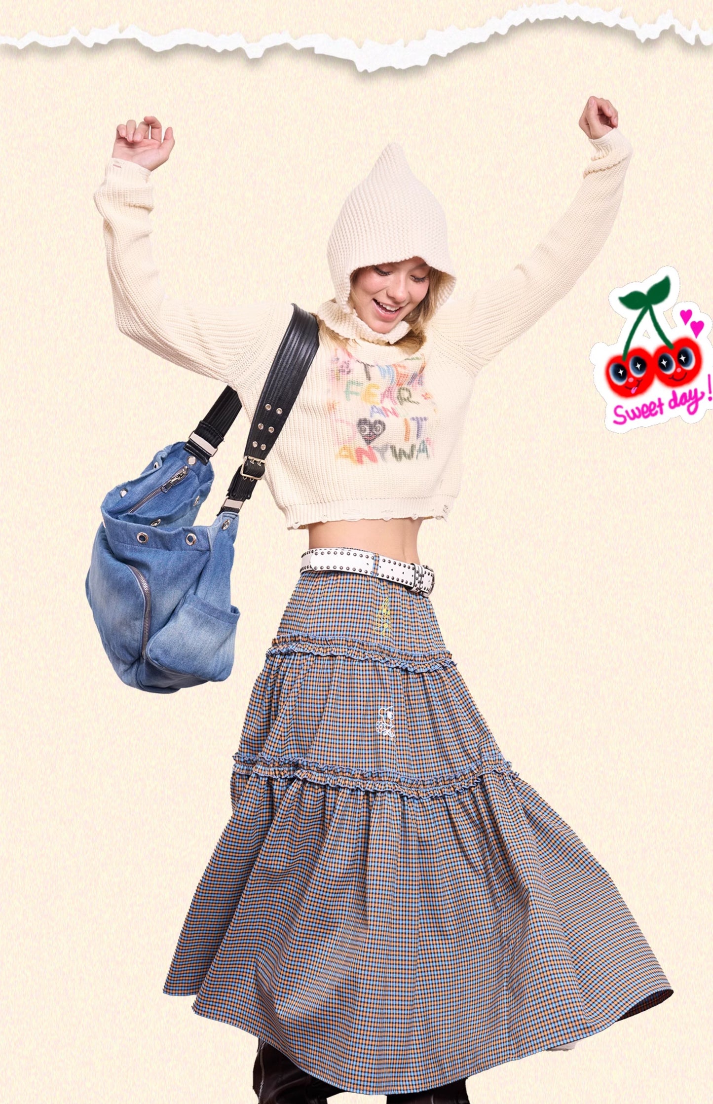 Iscreamcolour Plaid Graffiti Skirt Girly Fashion skirt iscreamcolour