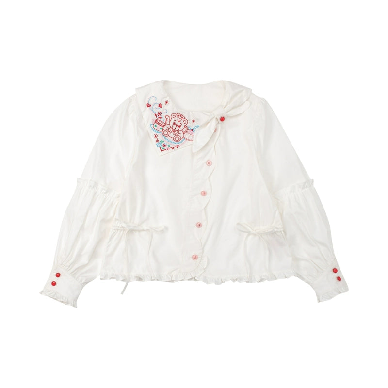 Harajuku Shirt Embroidery Shirt Decora Kei Shirt Versatile Shirt shirt Lutra Jump
