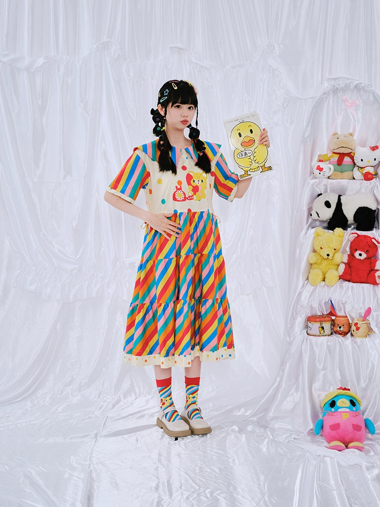 Harajuku Dress Lovely Rainbow Dress Decora Fashion Rainbow Dress dress Nikkou home