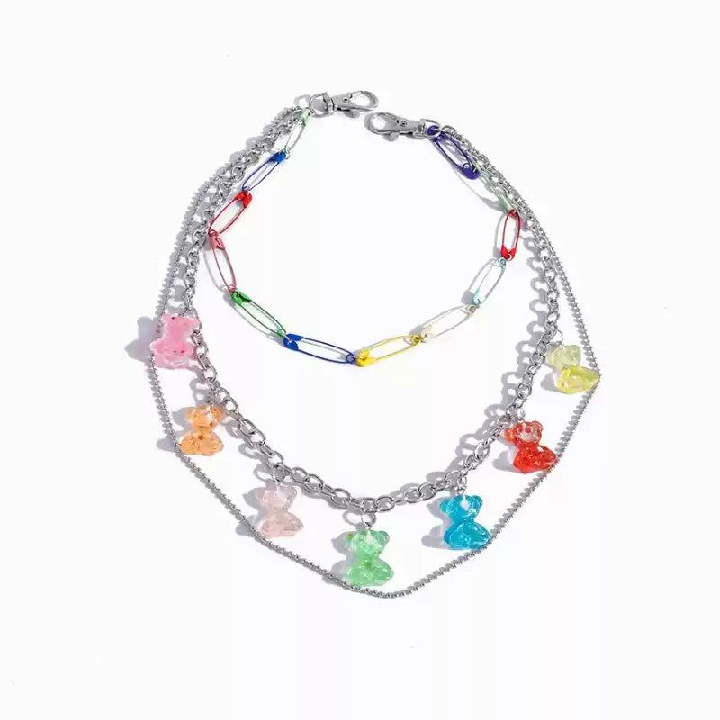 Harajuku Gummy Bear Pants Chain – Silver Alloy Acrylic necklace strangelab
