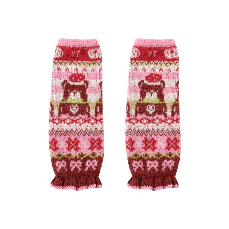 Harajuku Leg Warmer Bear Stripes Leg Warmer Decora Kei Leg Warmer socks Lutra Jump