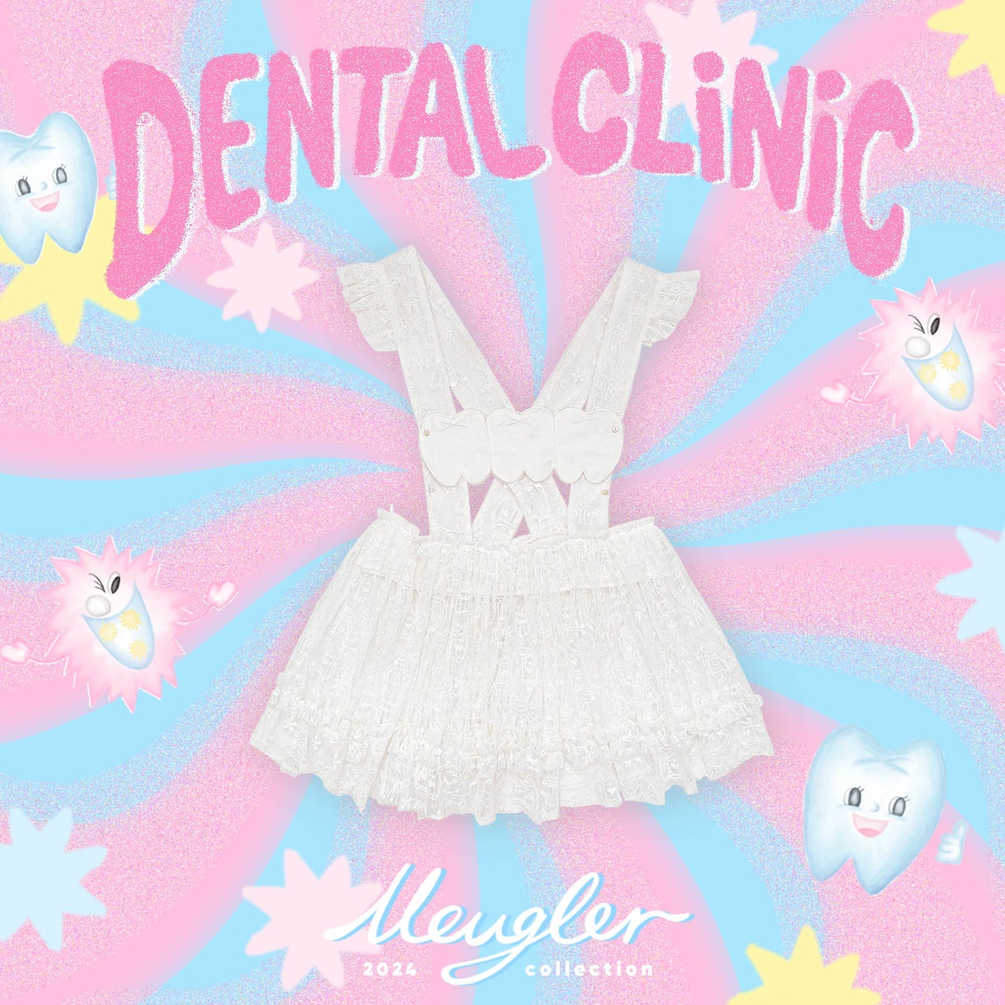 Meugler Tooth Embroidery Mesh Lace Semi-Transparent Apron with Adjustable Detachable Design apron Meugler