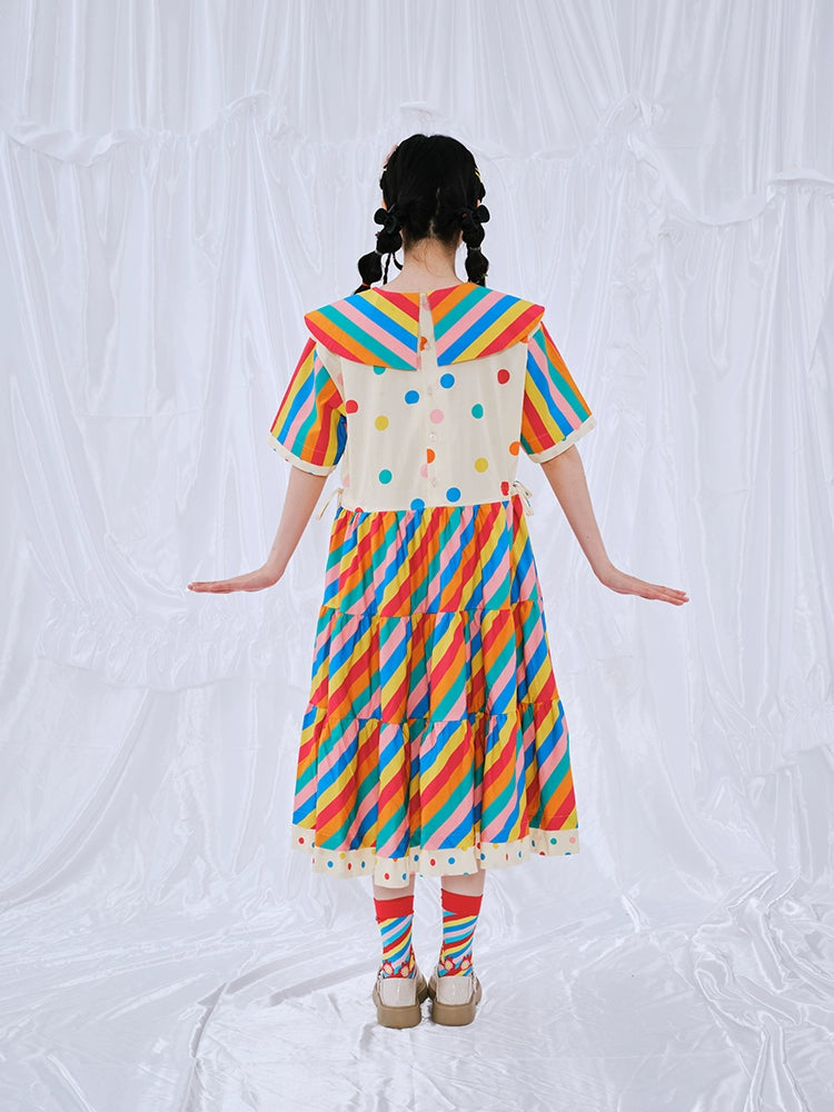 Harajuku Dress Lovely Rainbow Dress Decora Fashion Rainbow Dress dress Nikkou home