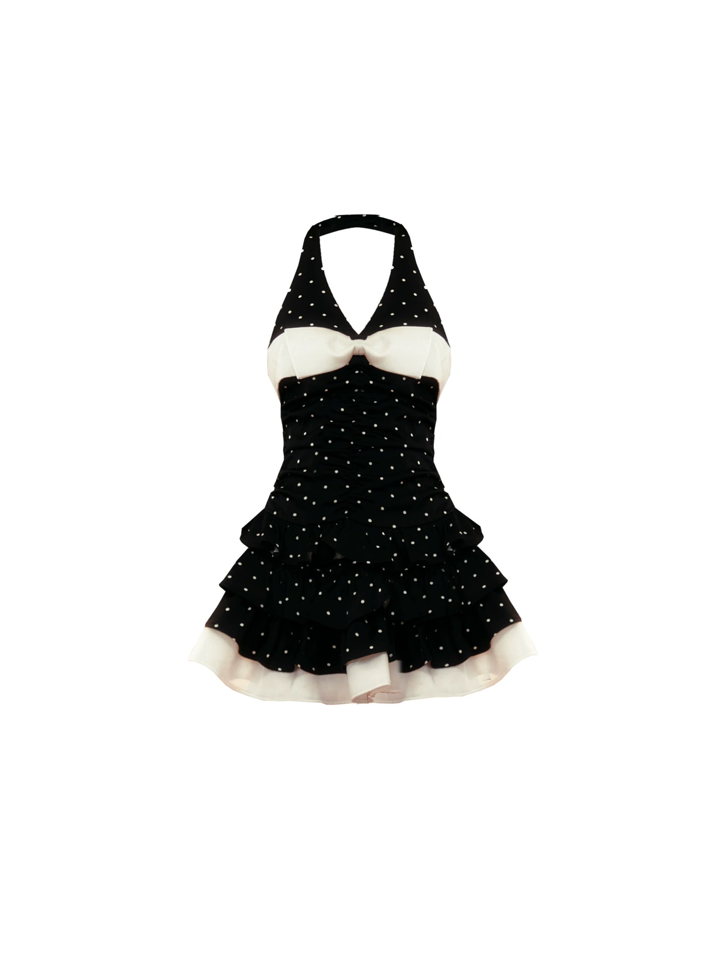 GirlyVibes Dress Black Dress Halter Neck Dress Polka Dot Dress dress YZZI HE