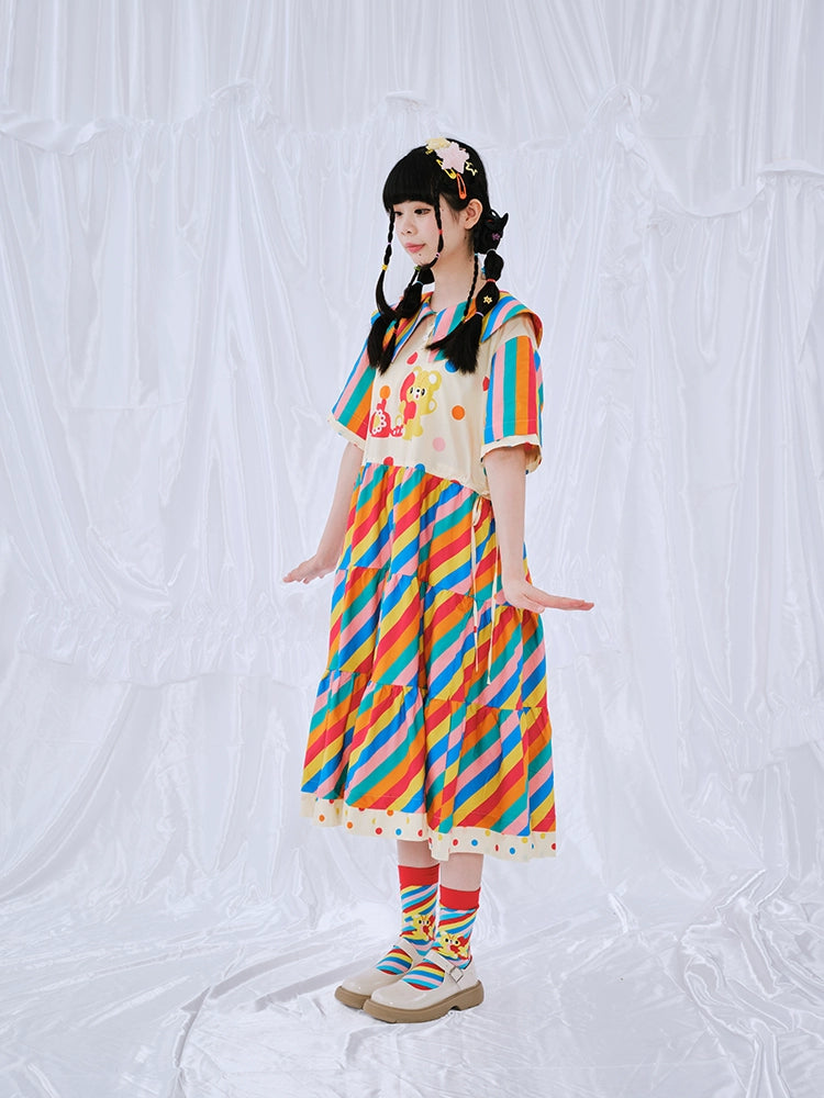 Harajuku Dress Lovely Rainbow Dress Decora Fashion Rainbow Dress dress Nikkou home