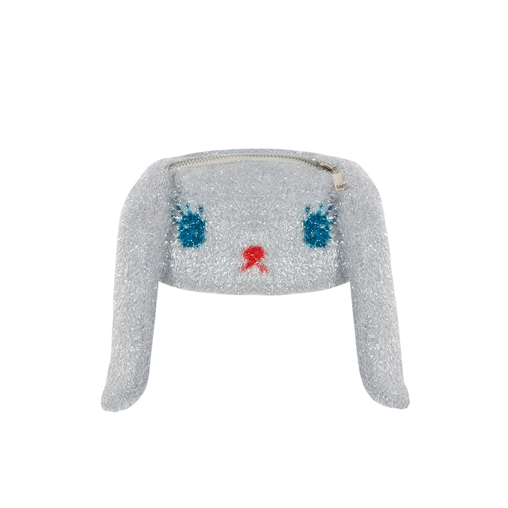 Harajuku Bag Silver Plush Bag Knit Glitter Bag Bunny Bag Crossbody Chain Bag bag tntntutu