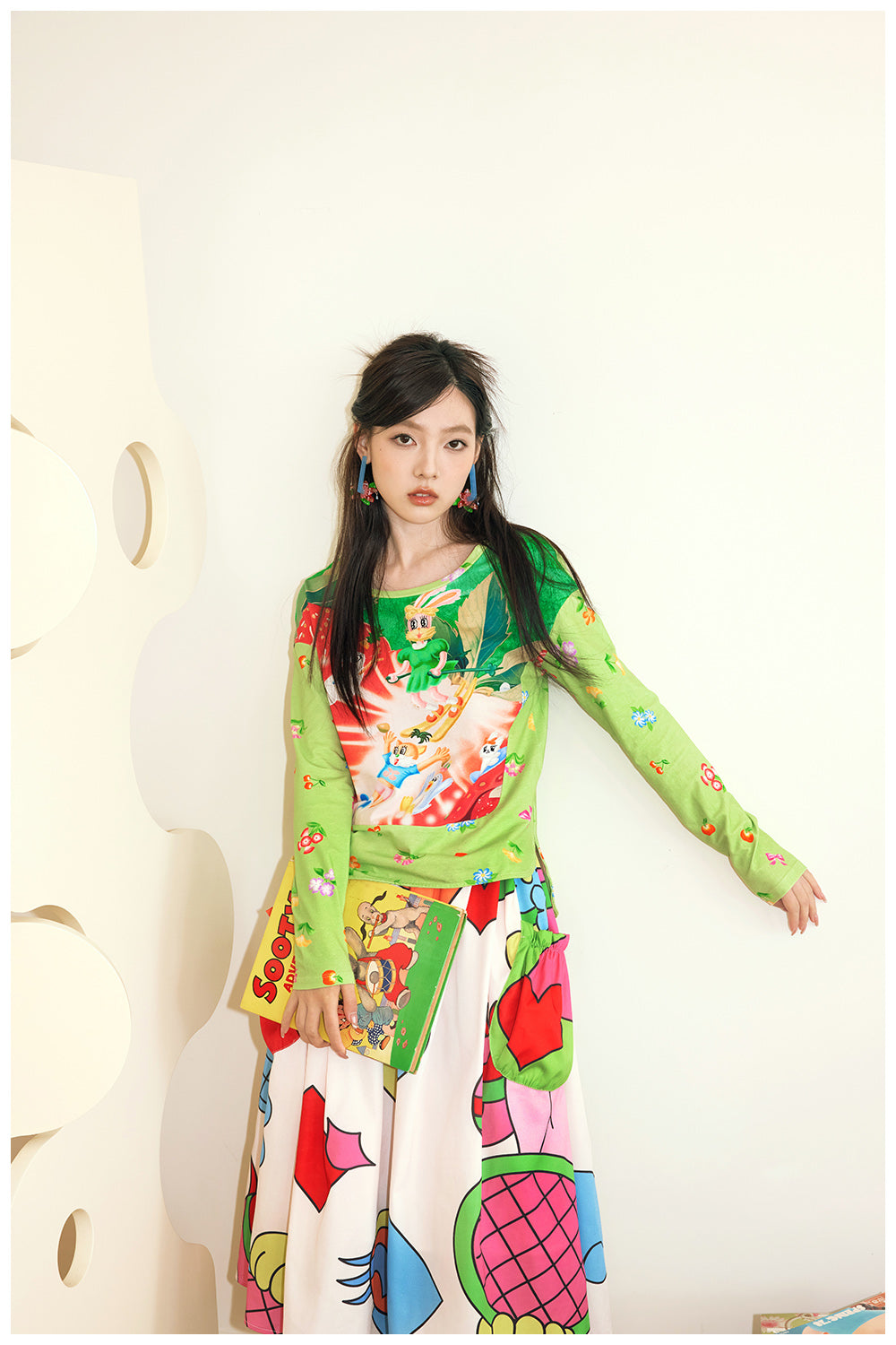 Harajuku Shirt Green Shirt Strawberry Shirt Long Sleeve Shirt Animal Print Shirt shirt tntntutu