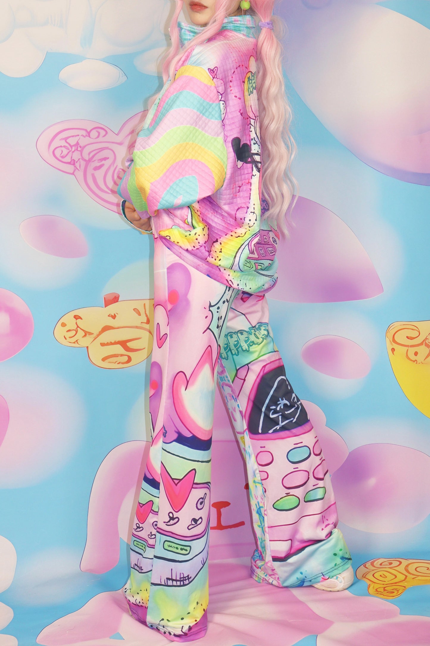 Leerroo Colorful Pants Decora Fashion Pants Summer Bell-bottoms pants Leerroo