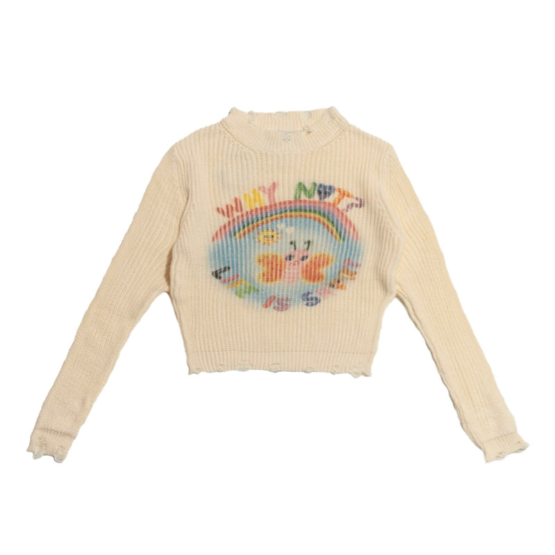 Iscreamcolour Printed Short Sweater Girly Fashion sweater iscreamcolour Earth S
