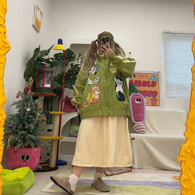 Kidcore Jacket – Kitten Embroidery jacket BIBULU