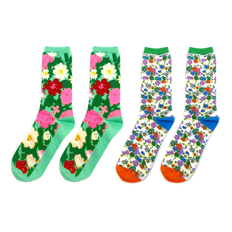tntntutu Floral Cotton Socks Set | Colorful Mid-Calf Socks for Women | 2 Pairs sock tntntutu
