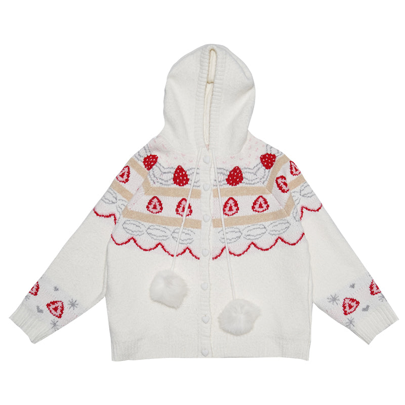 Daytoday Everyday Institute - Girly Mohair Knit Cardigan Strawberry Cake cardigan daytoday everyday institute