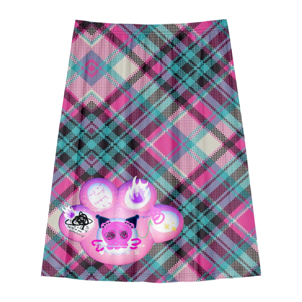 LEERROO KidCore Playful Skirt | Graffiti Print Plaid Skirt skirt Leerroo