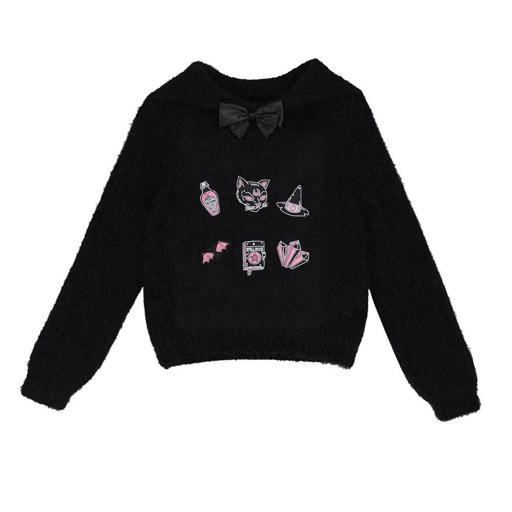 Nihon Kids - Gothic Bow Sailor Collar Knit Sweater sweater NIHON KIDS