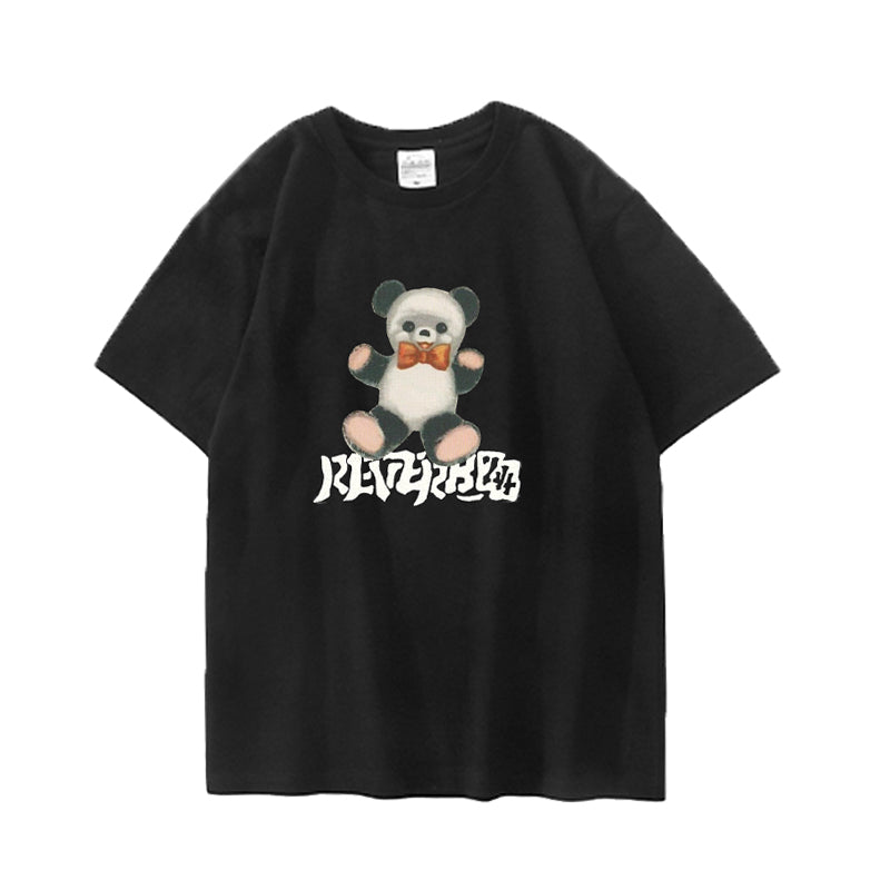 Meugler – Kawaii Patchwork Punk Doll T-Shirt tshirt Meugler Panda T-shirt in Black L