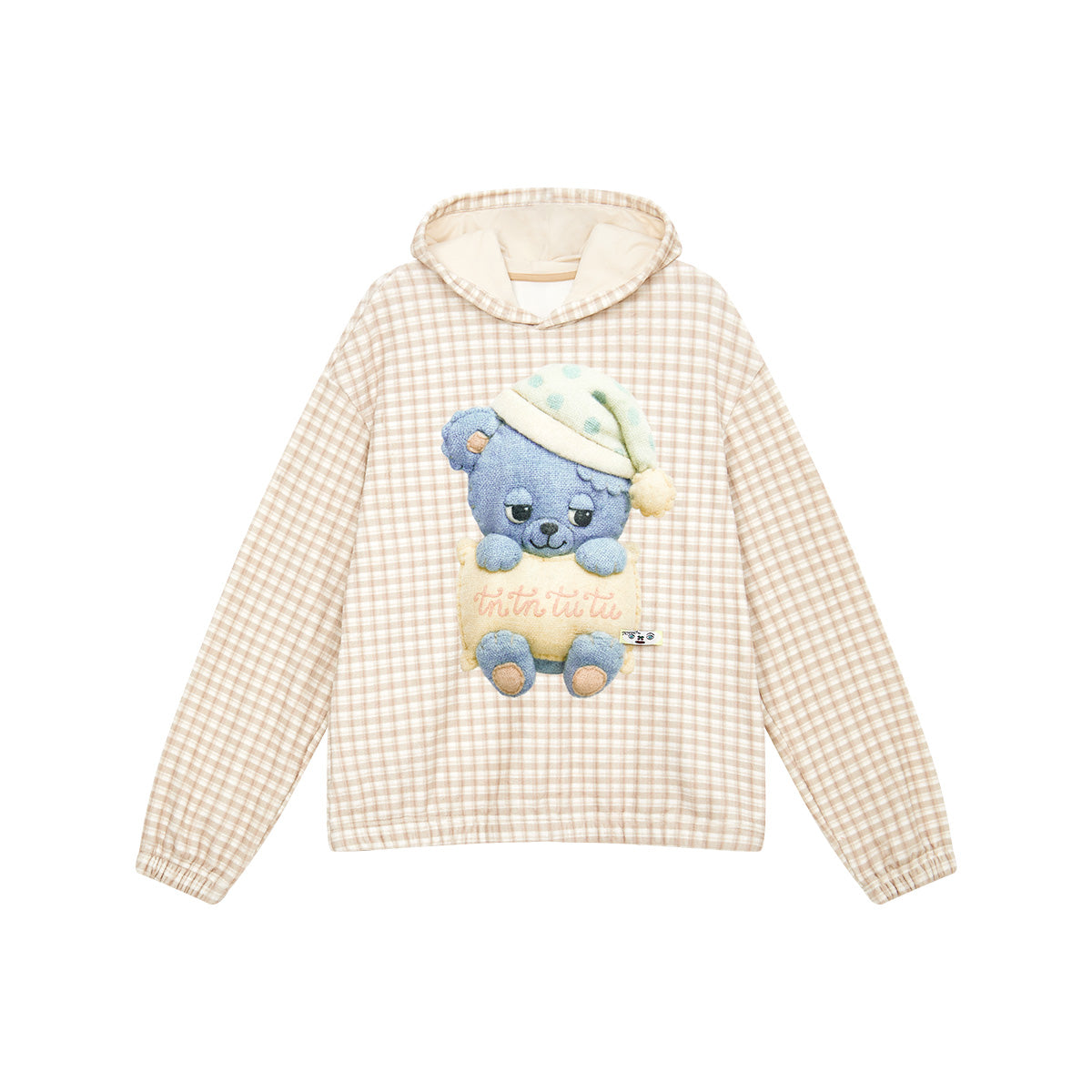 tntntutu - Kawaii Plaid Blue Bear Fleece Hoodie Loungewear hoodie tntntutu S