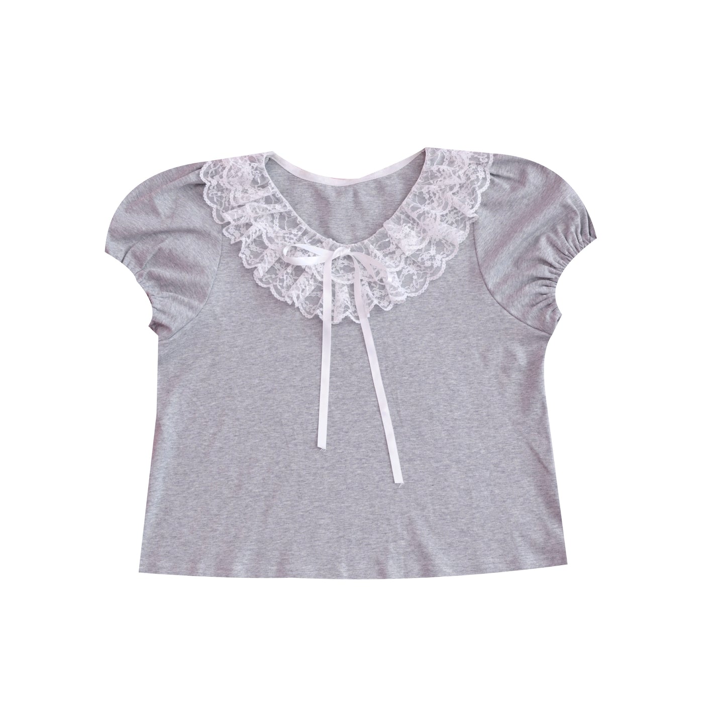 SemenCoicis Vintage Ruffle Collar Tee | Kawaii Puff Sleeve Cotton Top tshirt SemenCoicis